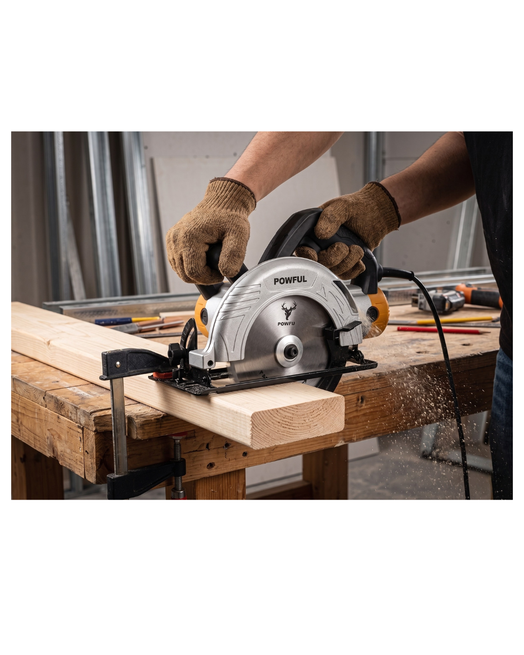 Sierra Circular POW2525 de 7-1/4": Máxima Potencia de 1350W para Uso Industrial