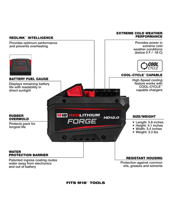 Bateria m18 redlithium forge hd12.0 milwaukee