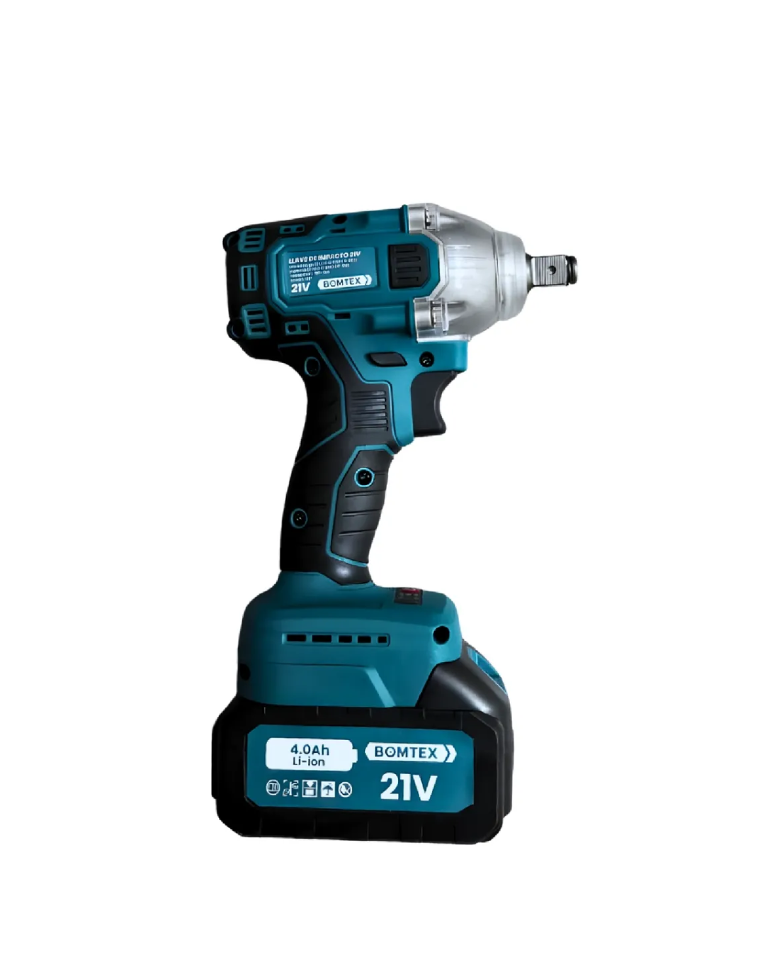 LLAVE DE IMPACTO INALÁMBRICA BOMTEX 21V 4.0AH + KIT COMPLETO DE ACCESORIOS ALTO TORQUE 450NM