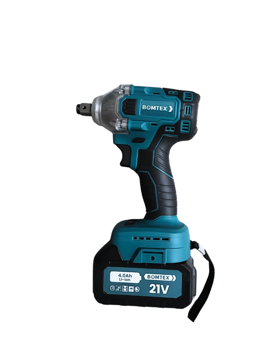 LLAVE DE IMPACTO INALÁMBRICA BOMTEX 21V 4.0AH + KIT COMPLETO DE ACCESORIOS ALTO TORQUE 450NM