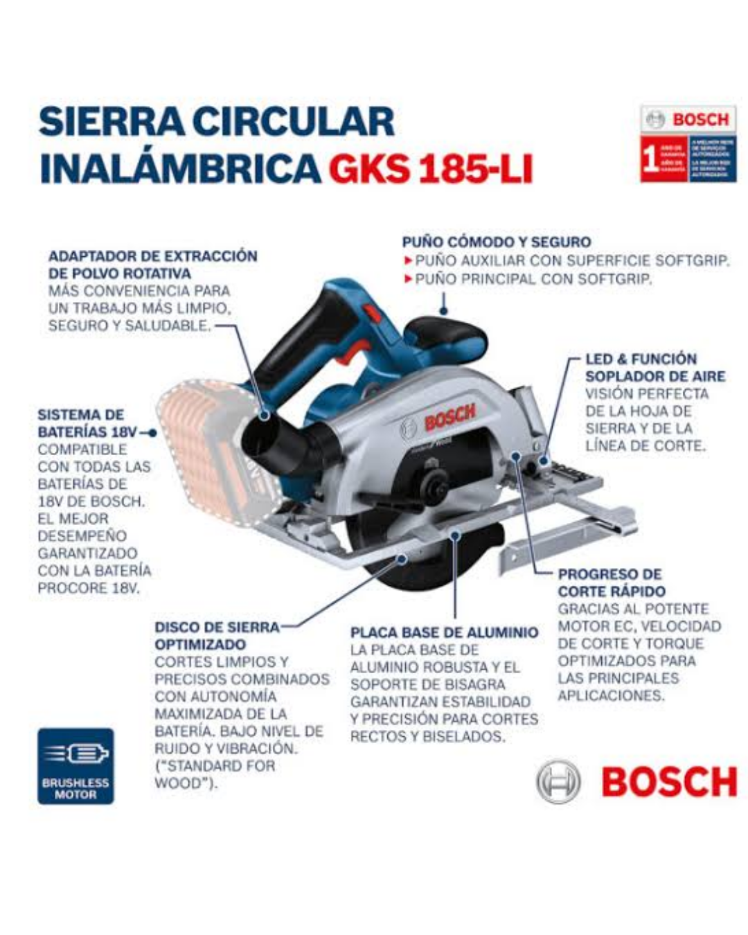 Bosch | Sierra Circular Bosch Profesional GKS 185-LI Profesional Con bateria y cargador