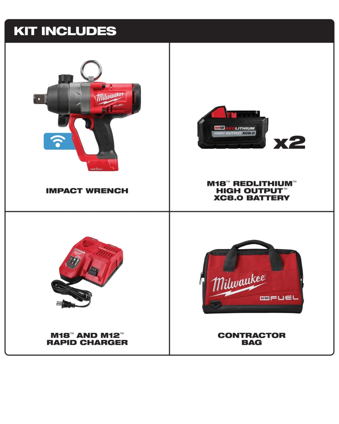 PISTOLA/LLAVE DE IMPACTO 1" TORQUE 1800FT-LBS SMART M18 2867-259 MILWAUKEE