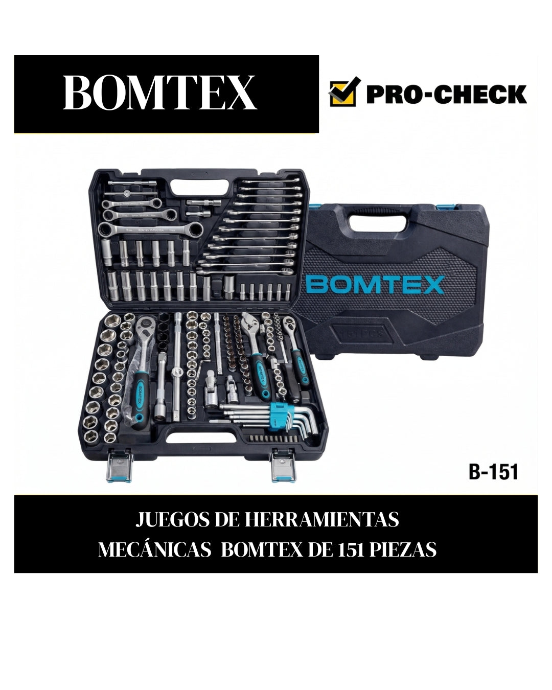 BOMTEX BOM5008 | 151 Pzas | 1/2" - 3/8" - 1/4"