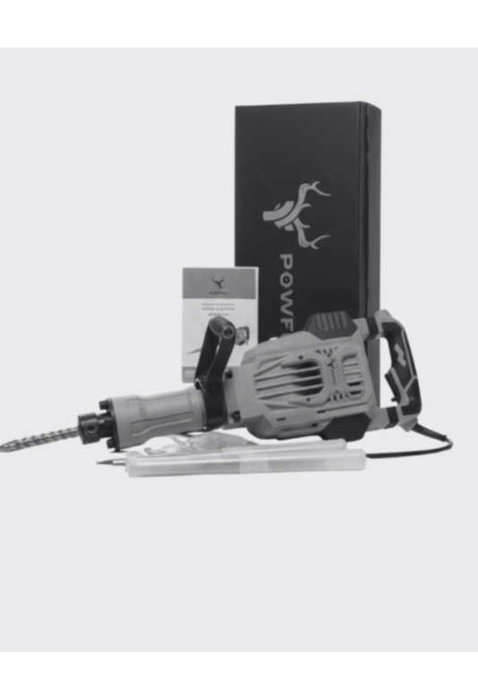 Martillo Demoledor POWFUL 1600W 15 Kg HEX 30 Profesional para Demolición de Concreto