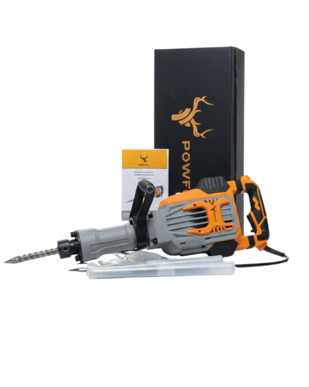 Martillo Demoledor POWFUL 1600W 15 Kg HEX 30 Profesional para Demolición de Concreto